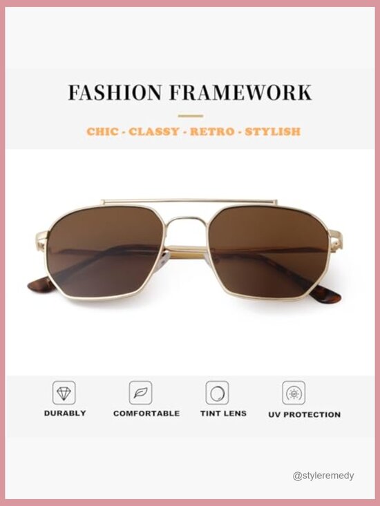 Retro Aviator Sunglasses, Lightweight Metal Frame, UV400 Protection